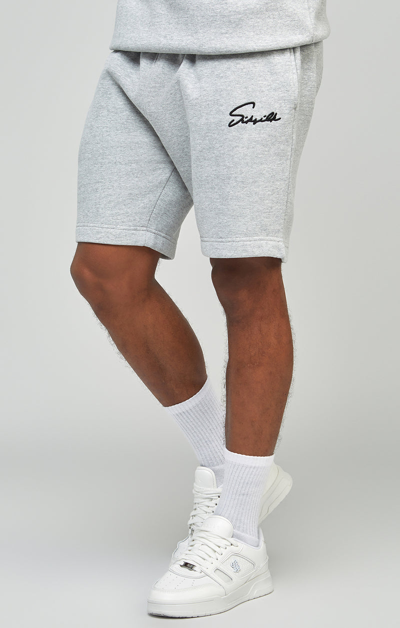 Grey Script Embroidery Short