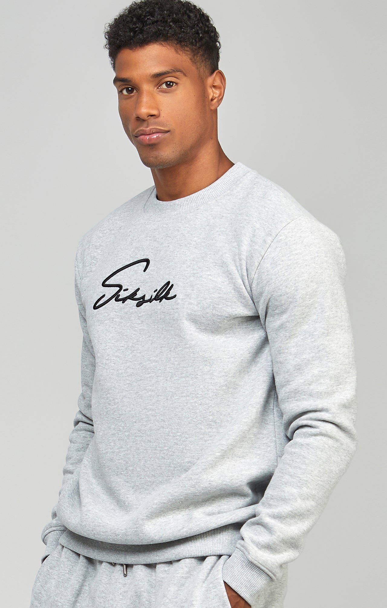 Grey Script Embroidery Sweatshirt