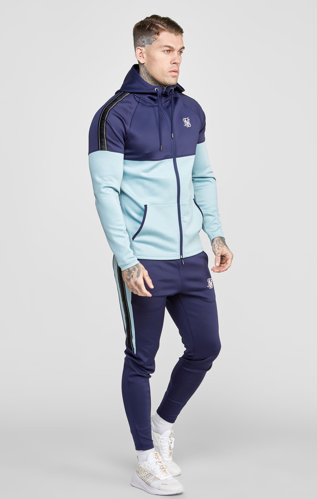 Navy Zip Through Hoodie And Jogger Tracksuit Set (5)