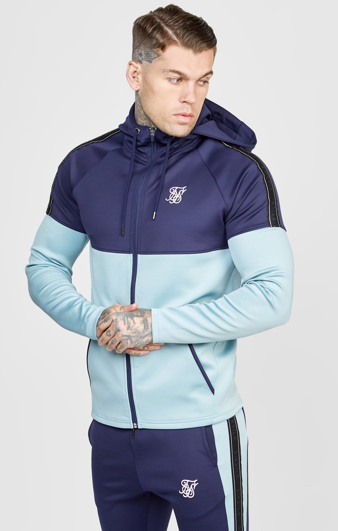 Navy Zip Through Hoodie And Jogger Tracksuit Set (6)