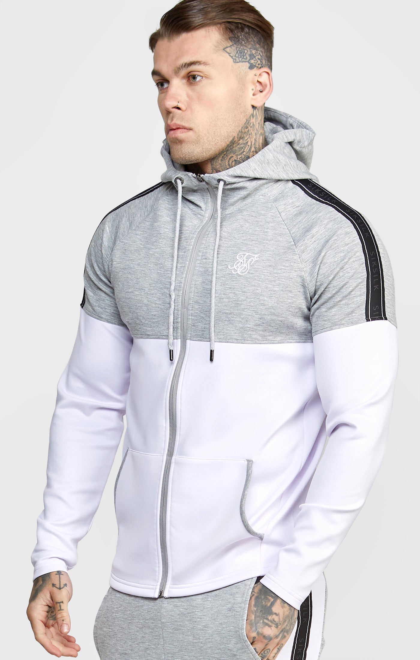 Grey Jersey Zip Through Hoodie And Joggers Outfit