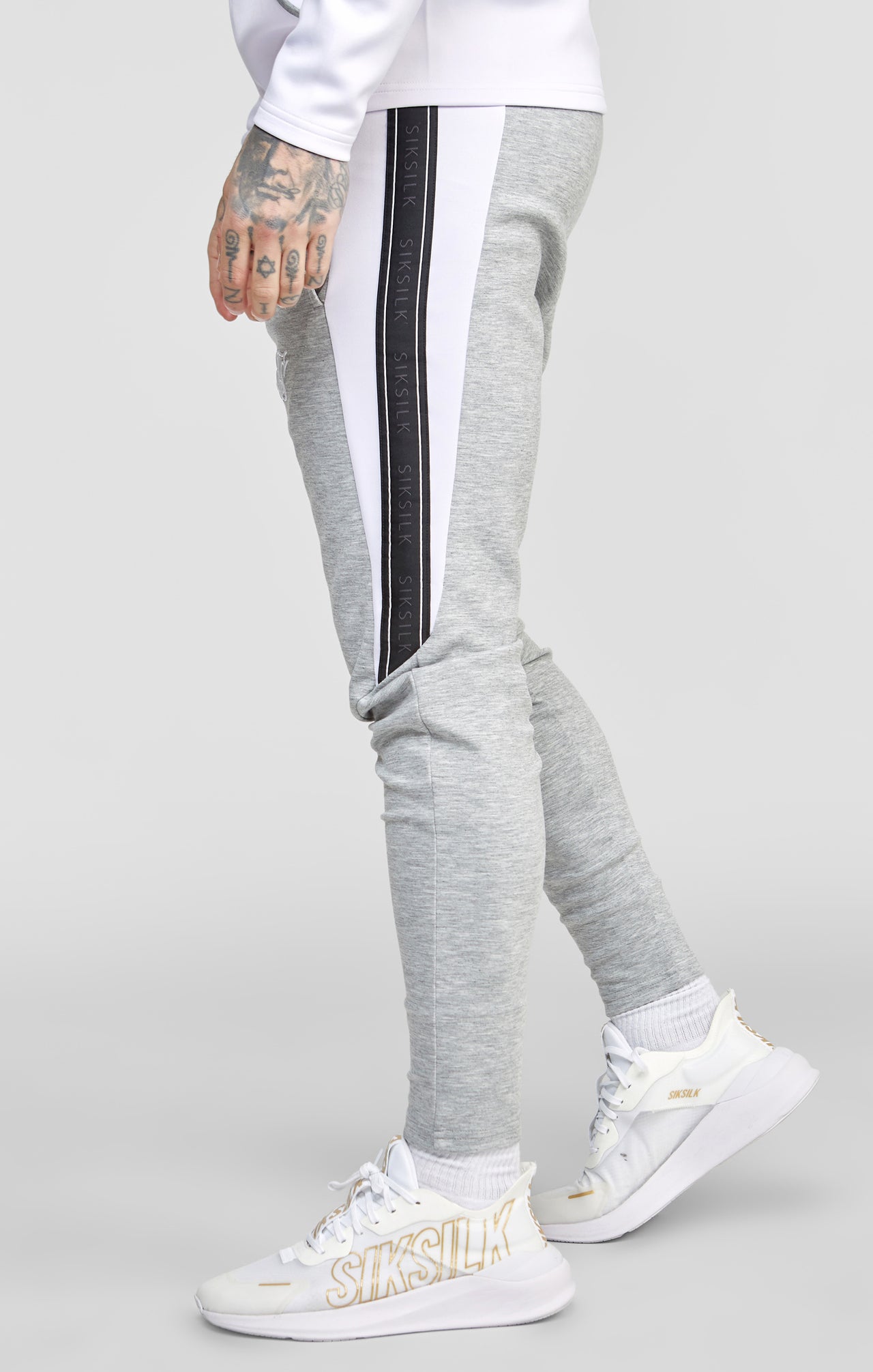 Grey Marl Zip Through Hoodie And Jogger Tracksuit Set (2)