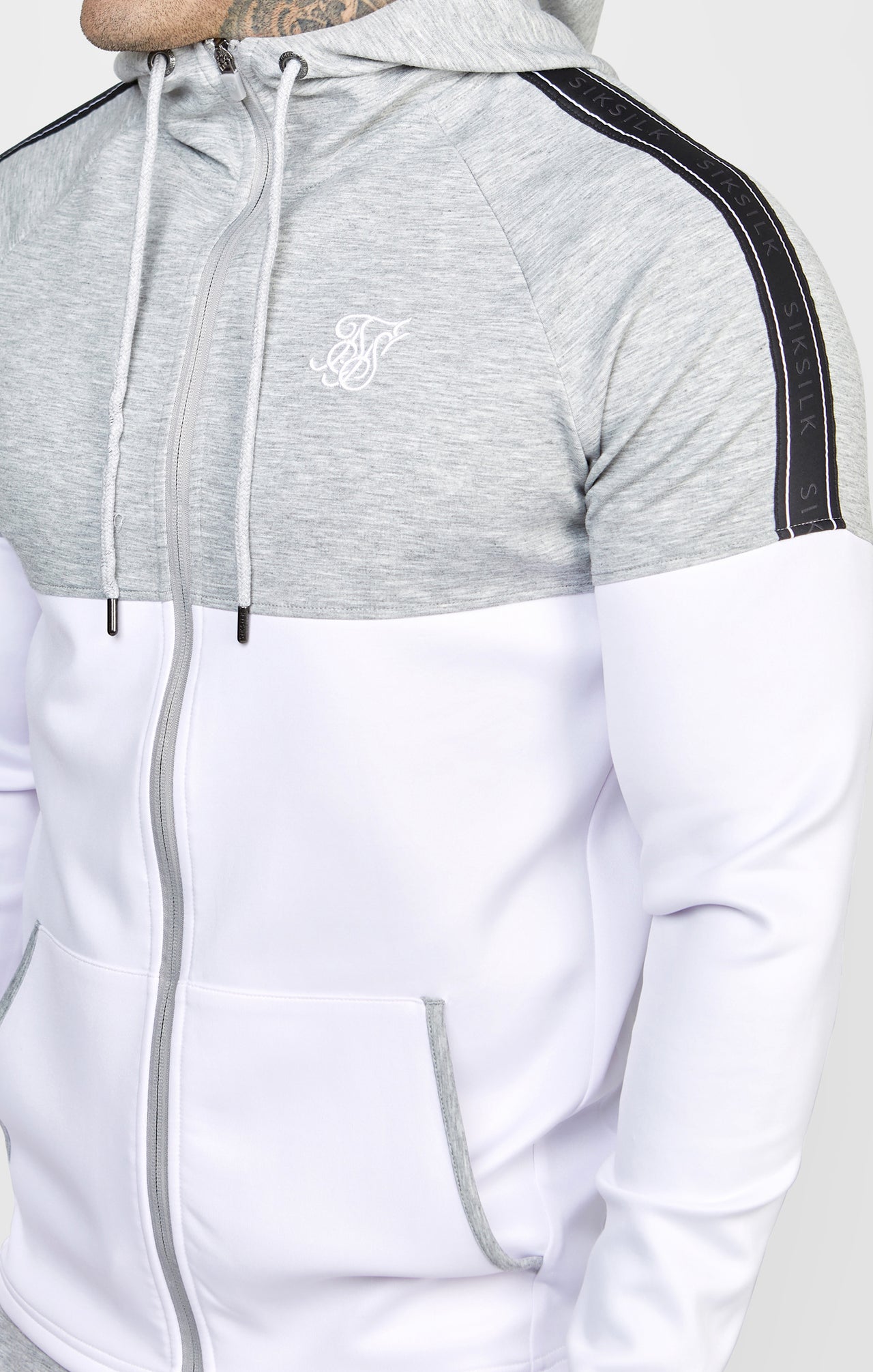 Grey Marl Zip Through Hoodie And Jogger Tracksuit Set (7)