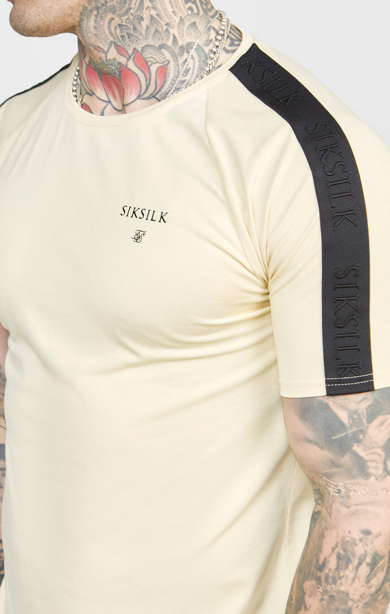 Beige Taped Muscle Fit T-Shirt (1)