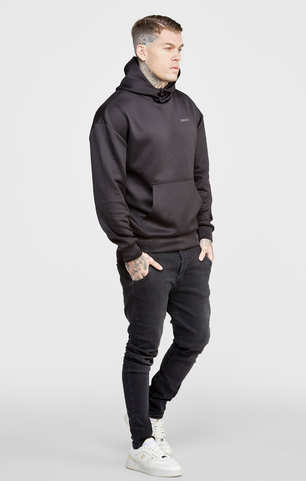 Black Poly Button Overhead Hoodie (3)