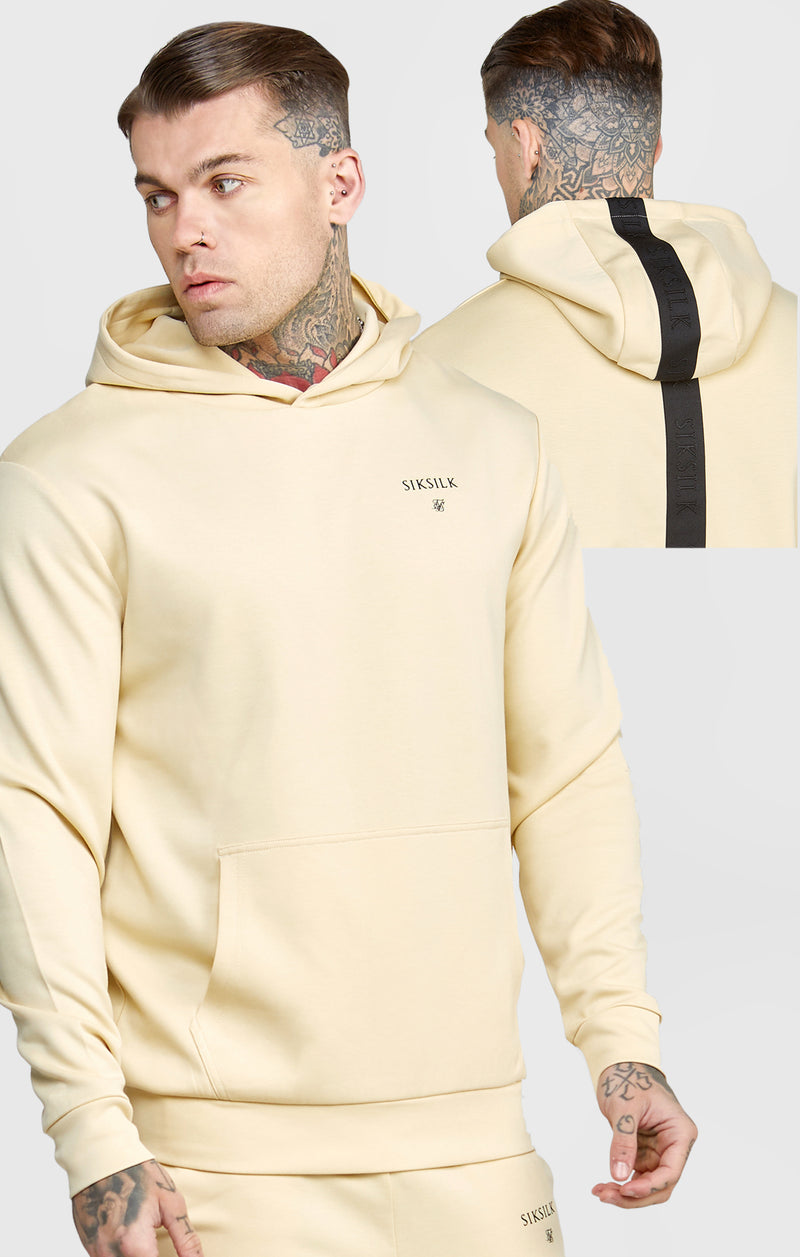 Beige Taped Overhead Hoodie