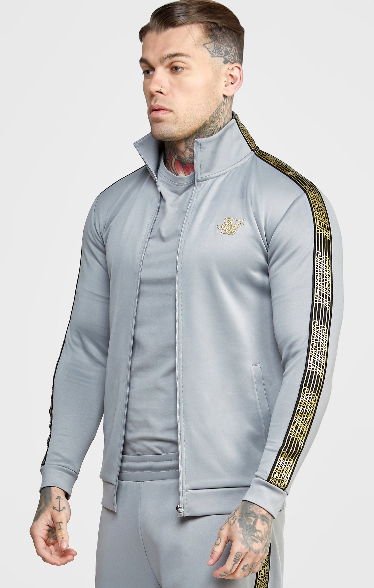 Grey Taped Track Top