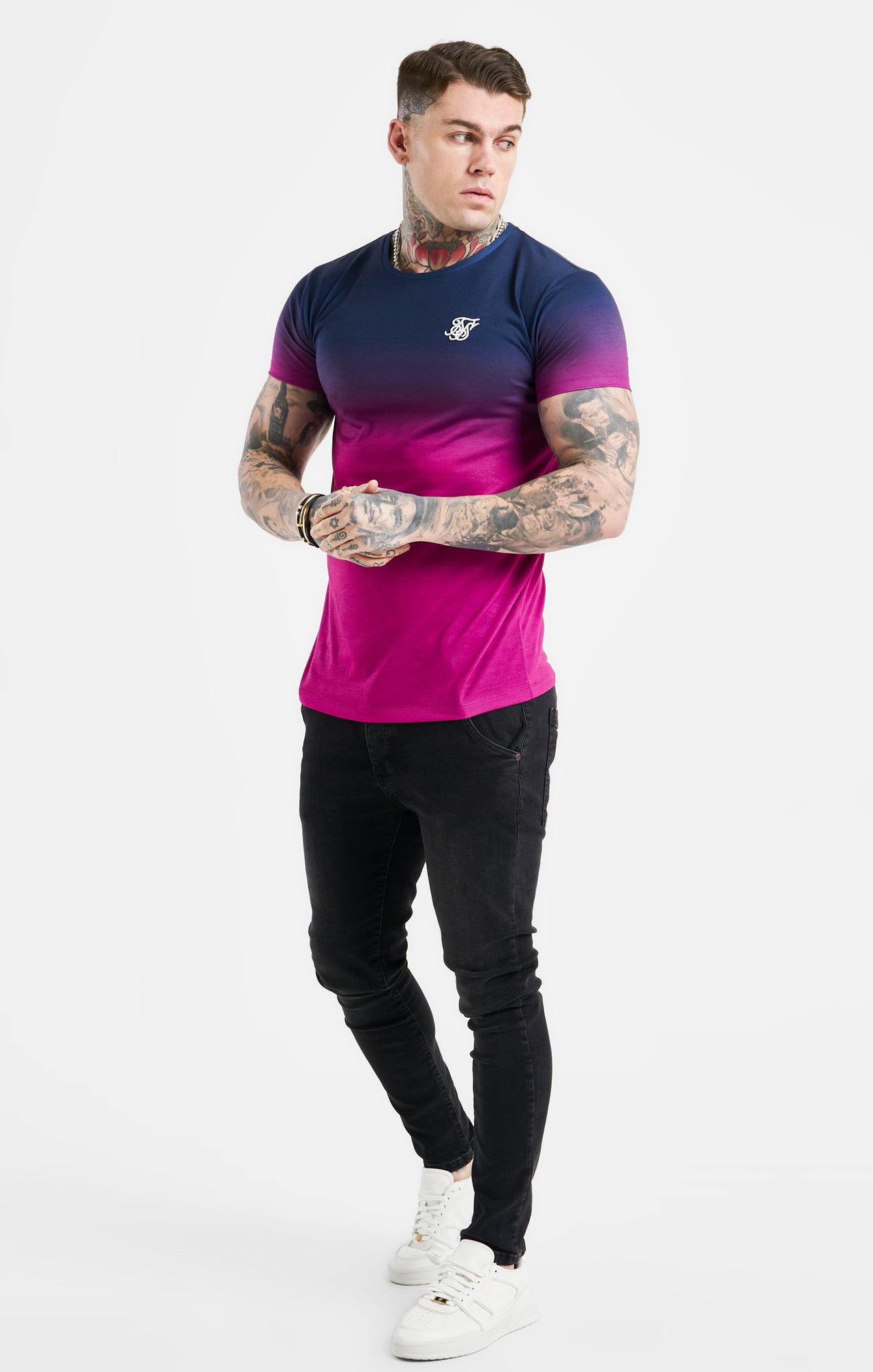 Navy Fade Muscle Fit T-Shirt (3)