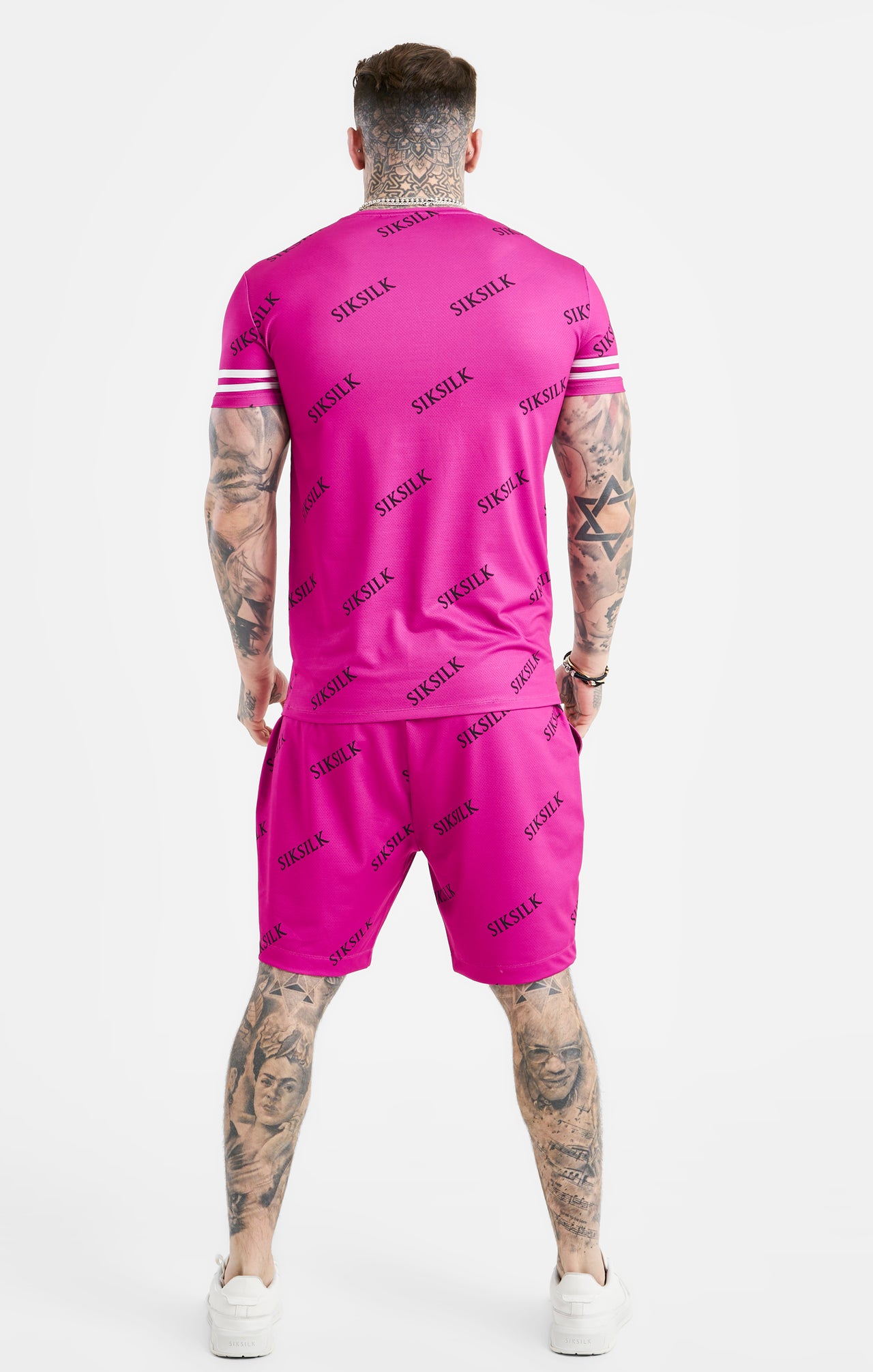 Pink Logo Muscle Fit T-Shirt And Short Set (1)