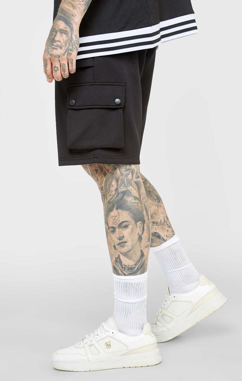 Black Casual Cargo Pocket Short (1)
