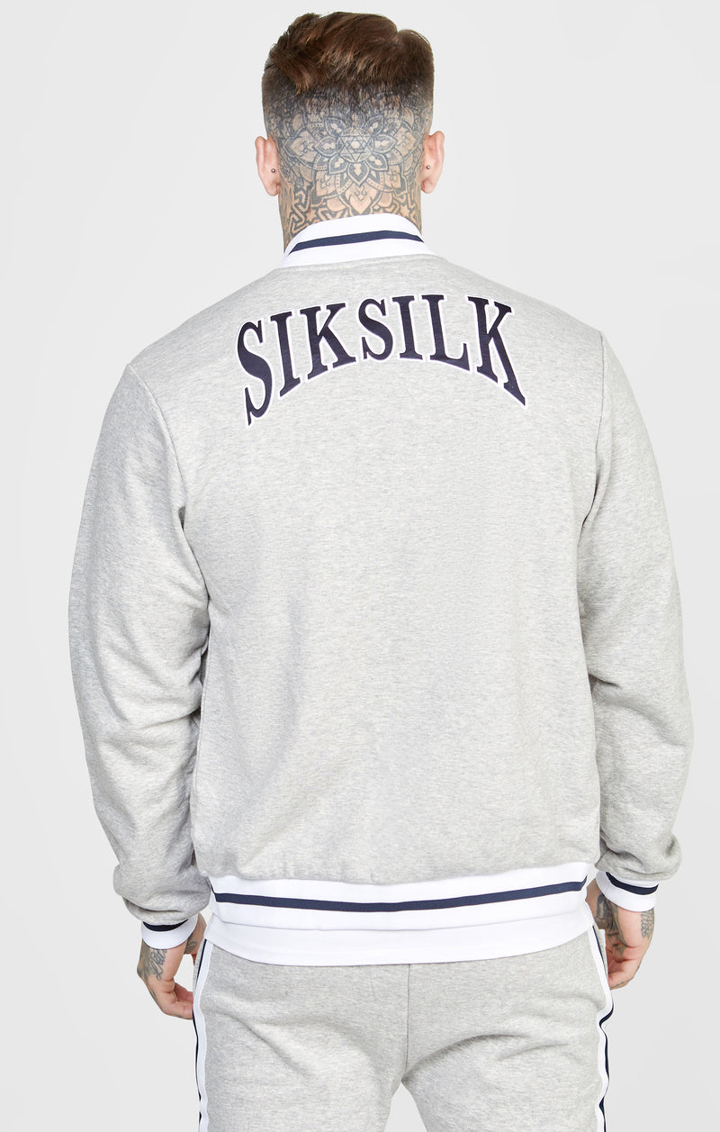 Grey Marl Collegiate Logo Varsity Jacket (1)