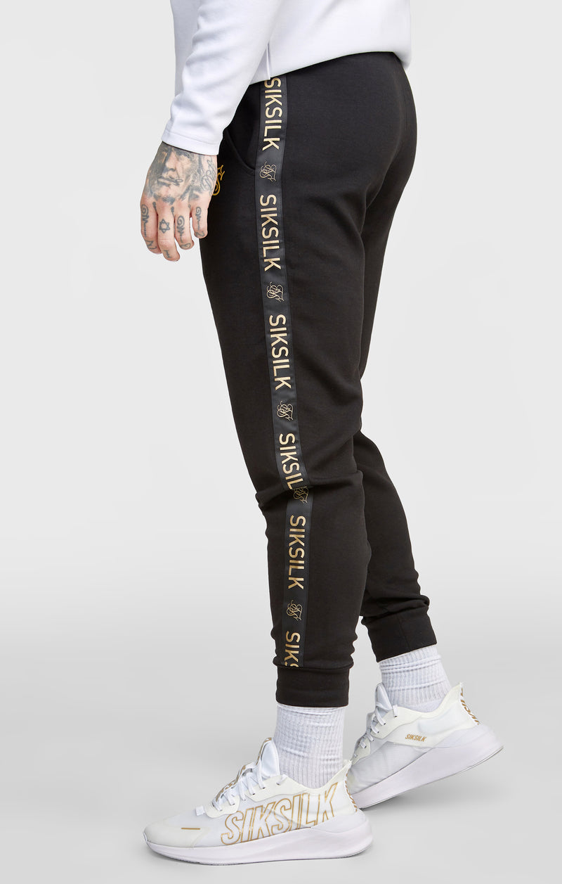 Black, White Tape Zip Through Hoodie & Joggers Set (1)