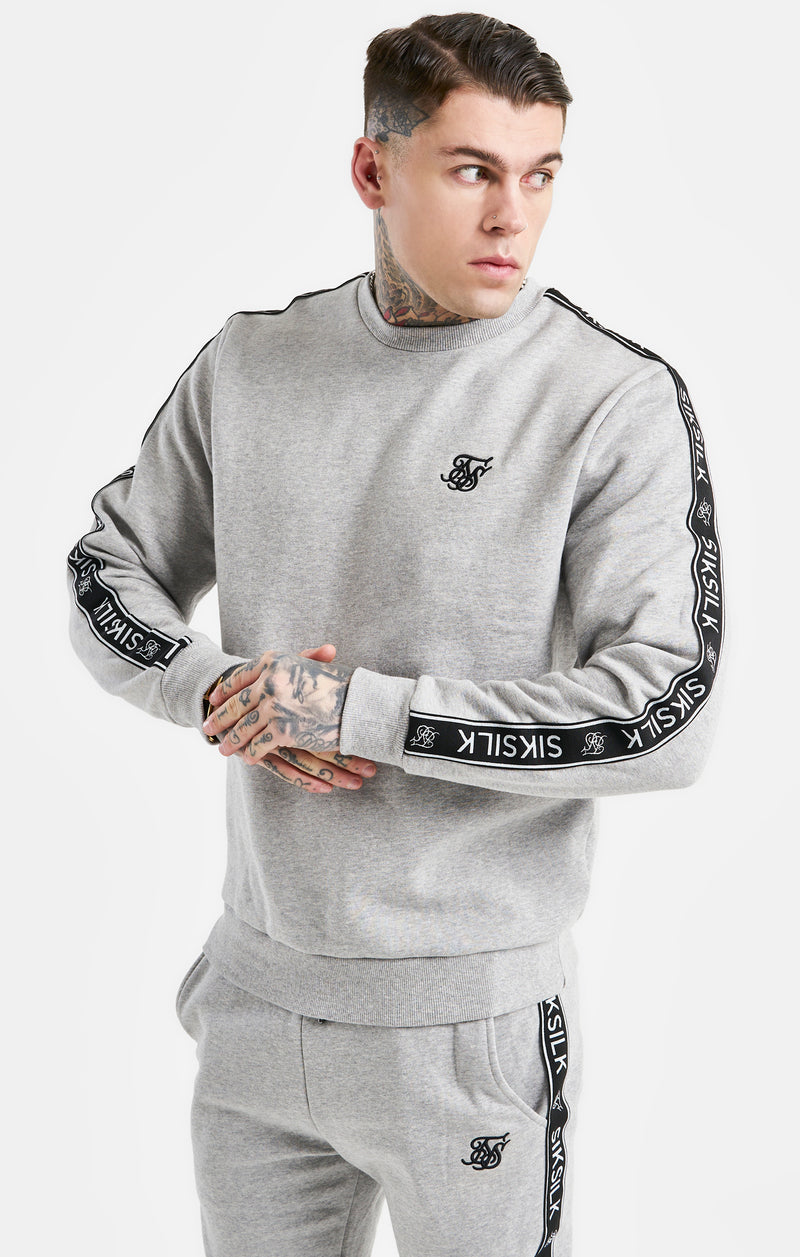 Grey Taped Sweatshirt And Jogger Tracksuit Set (1)