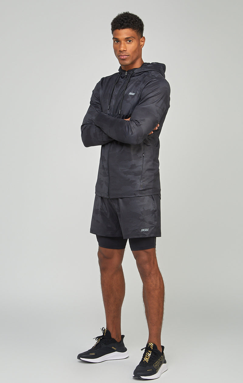 Camo Print Sports Zip Through Muscle Fit Hoodie (1)