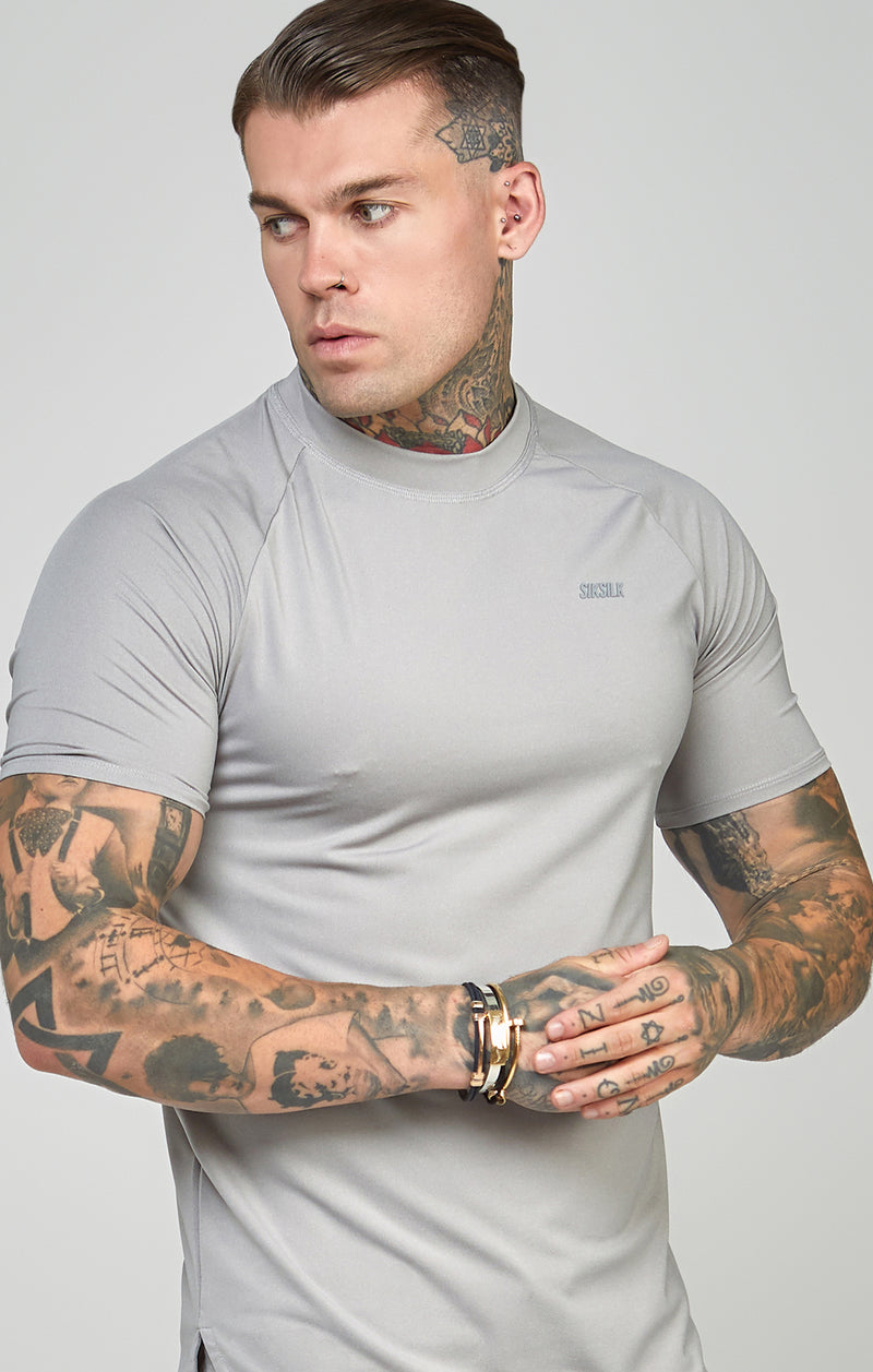 Grey Sports Curved Hem Muscle Fit T-Shirt