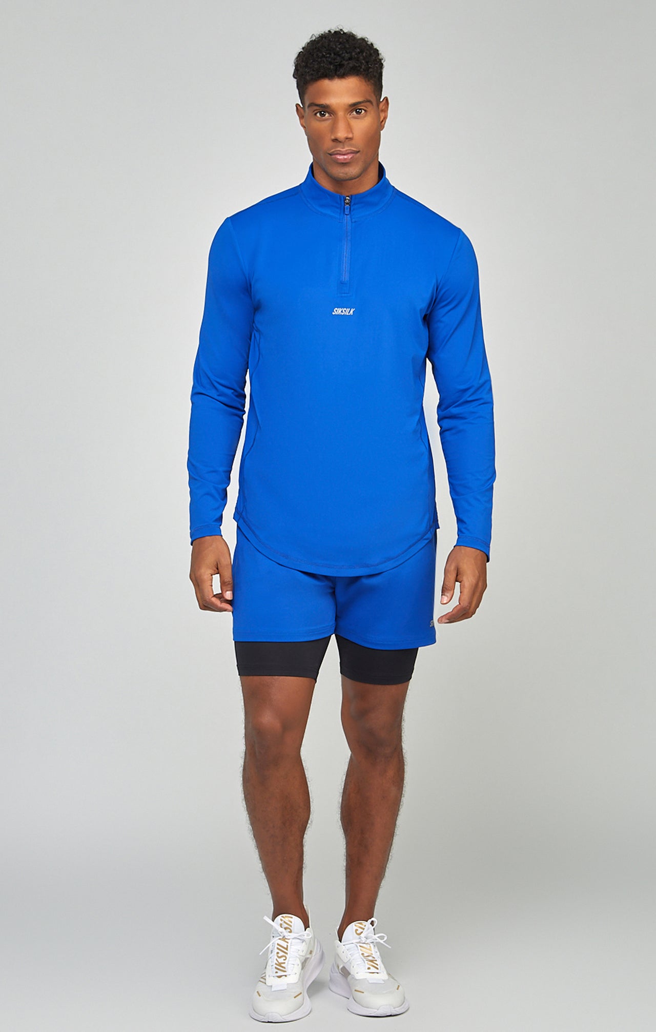 Blue Sports Muscle Fit Quarter Zip Long Sleeve Top (1)