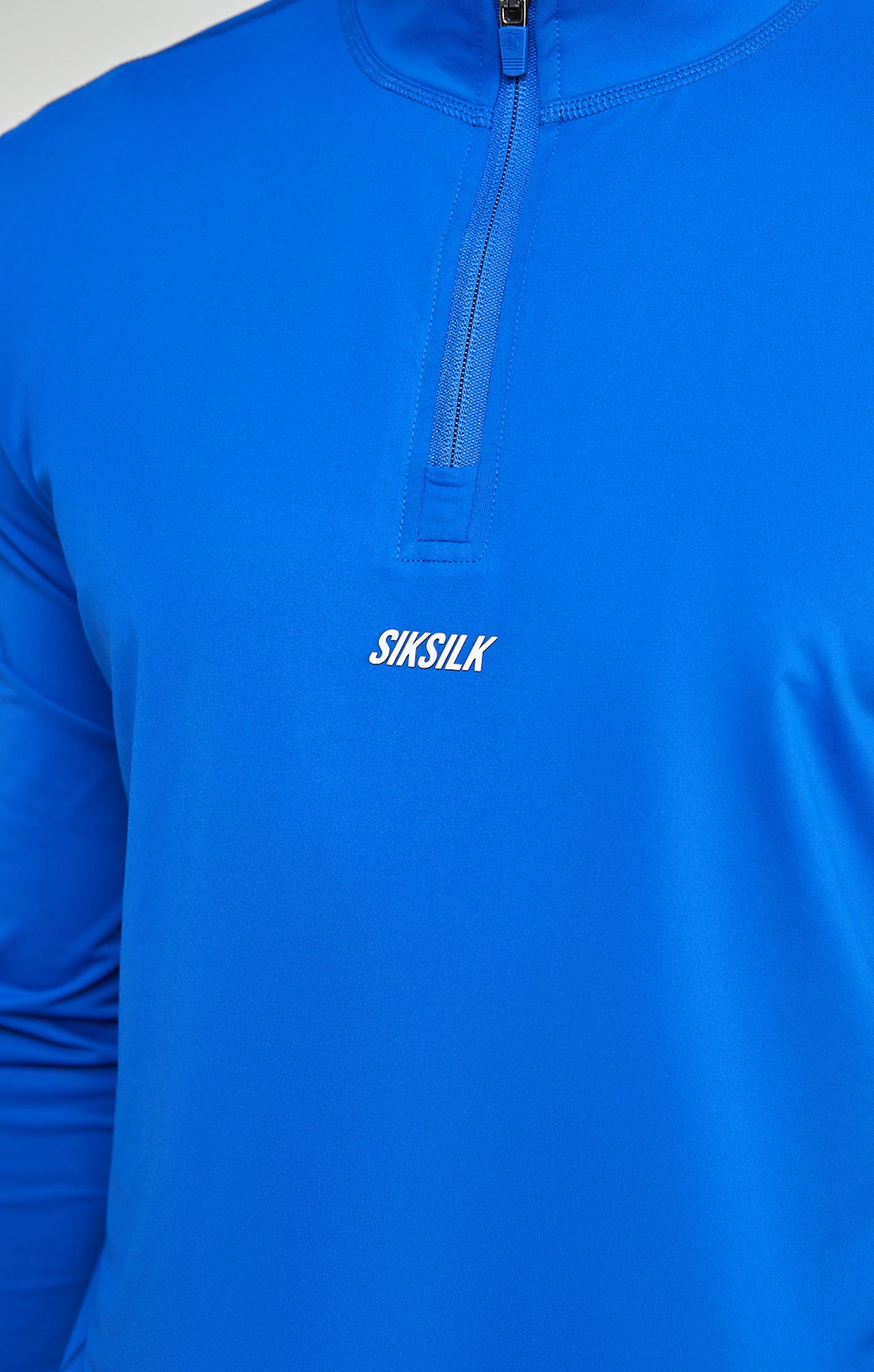 Blue Sports Muscle Fit Quarter Zip Long Sleeve Top (2)