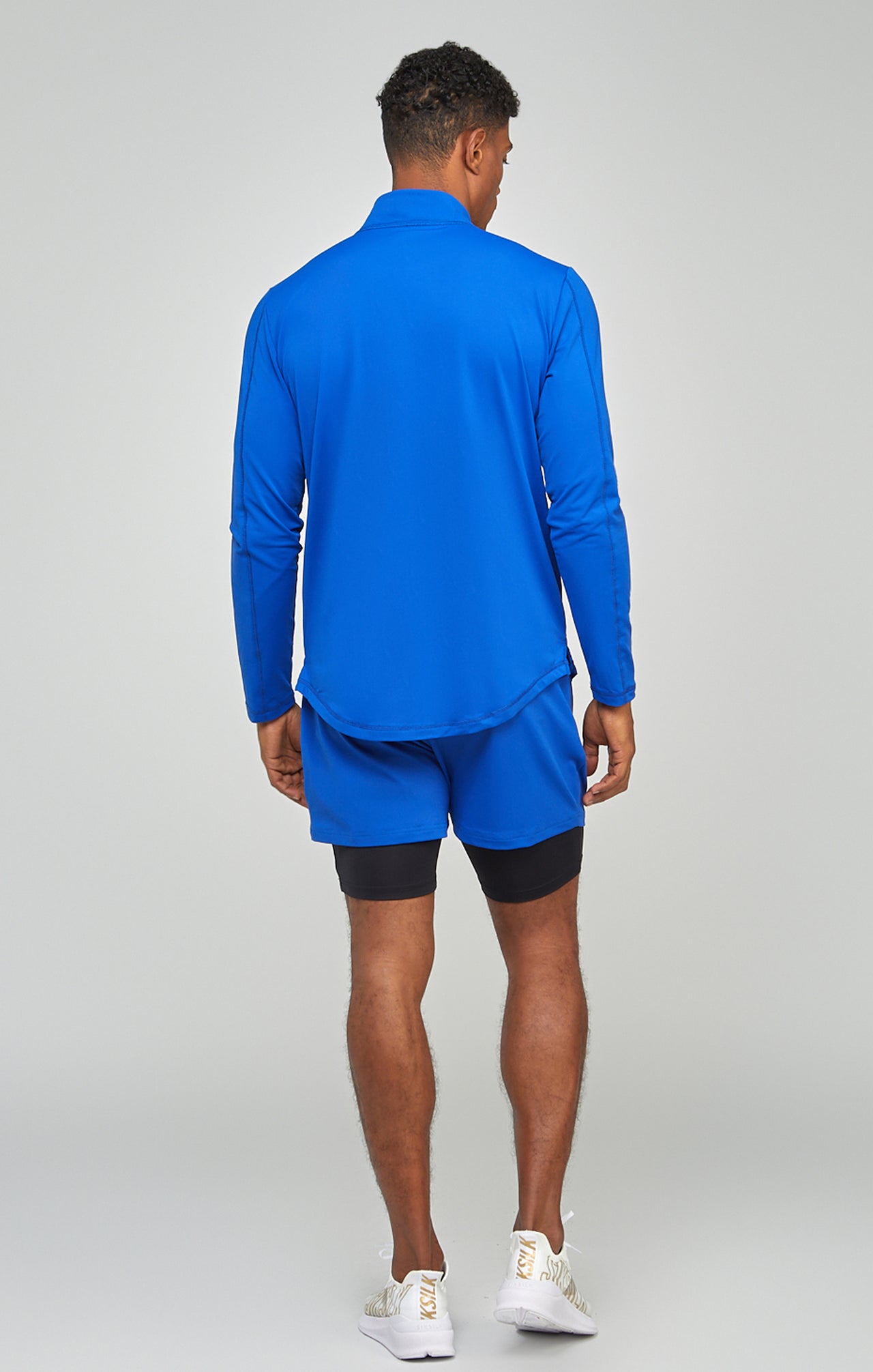 Blue Sports Muscle Fit Quarter Zip Long Sleeve Top (4)