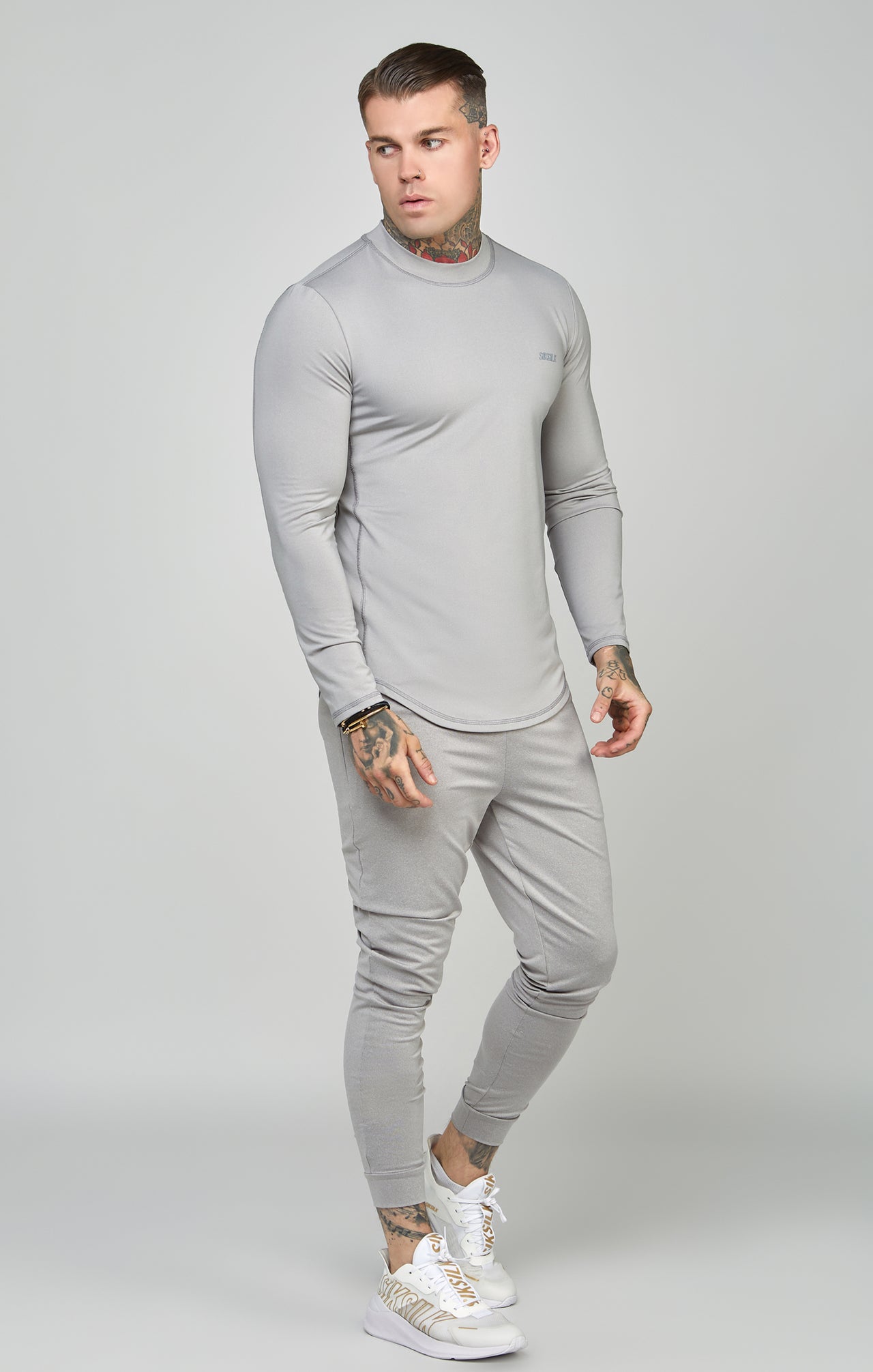 Grey Sports Muscle Fit Long Sleeve Top (1)