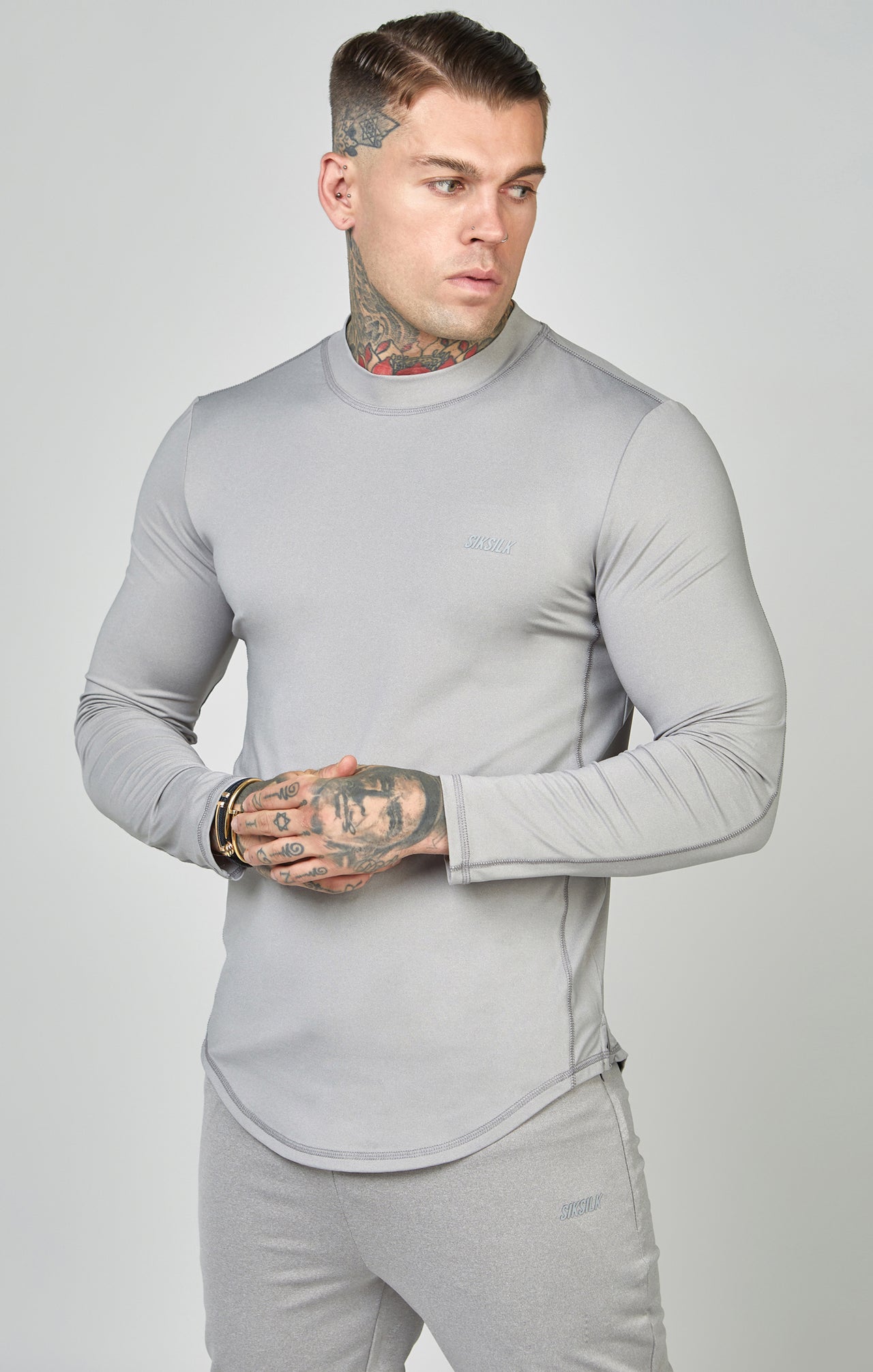 Grey Sports Muscle Fit Long Sleeve Top (3)