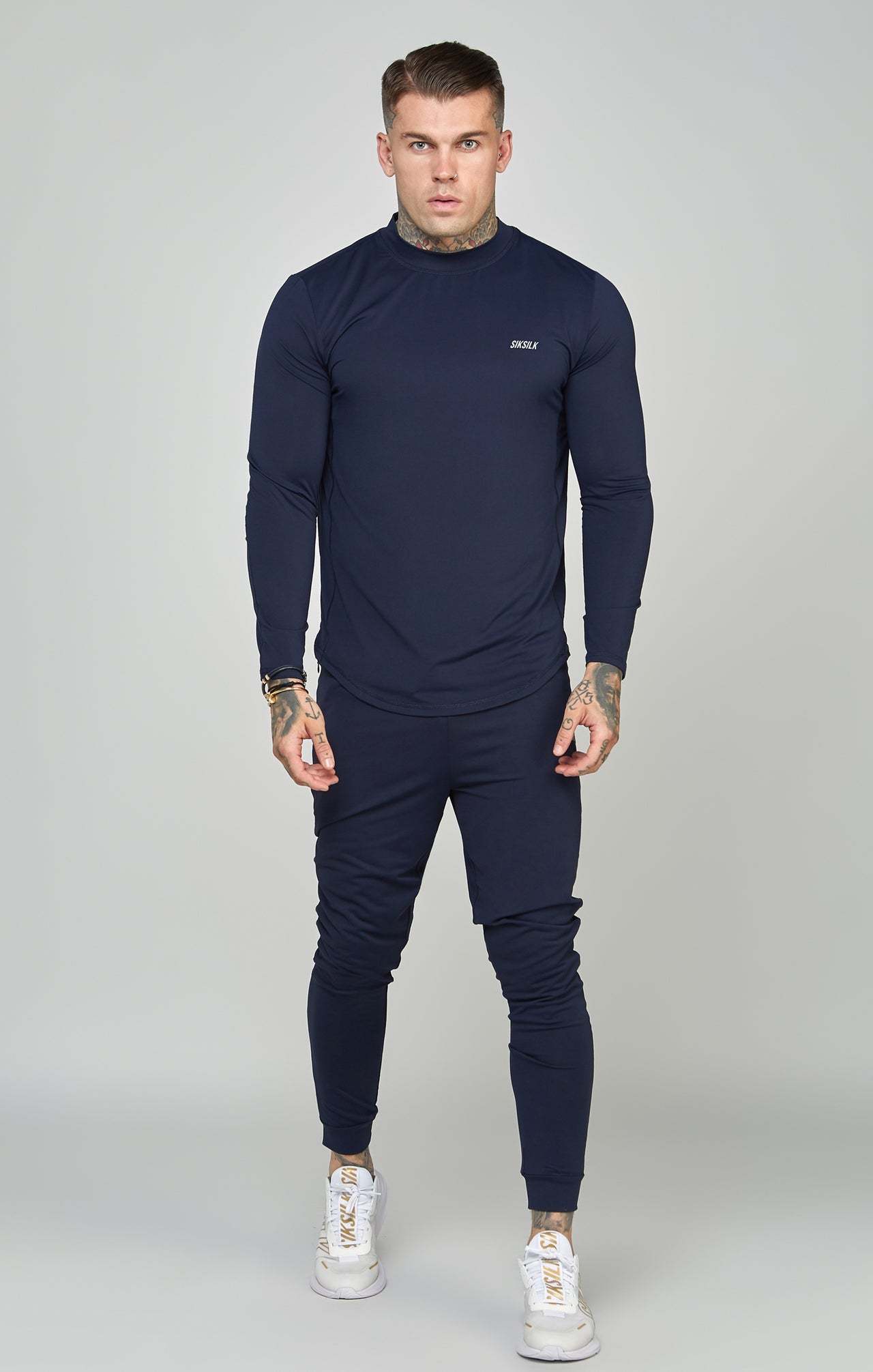 Navy Sports Muscle Fit Long Sleeve Top (1)