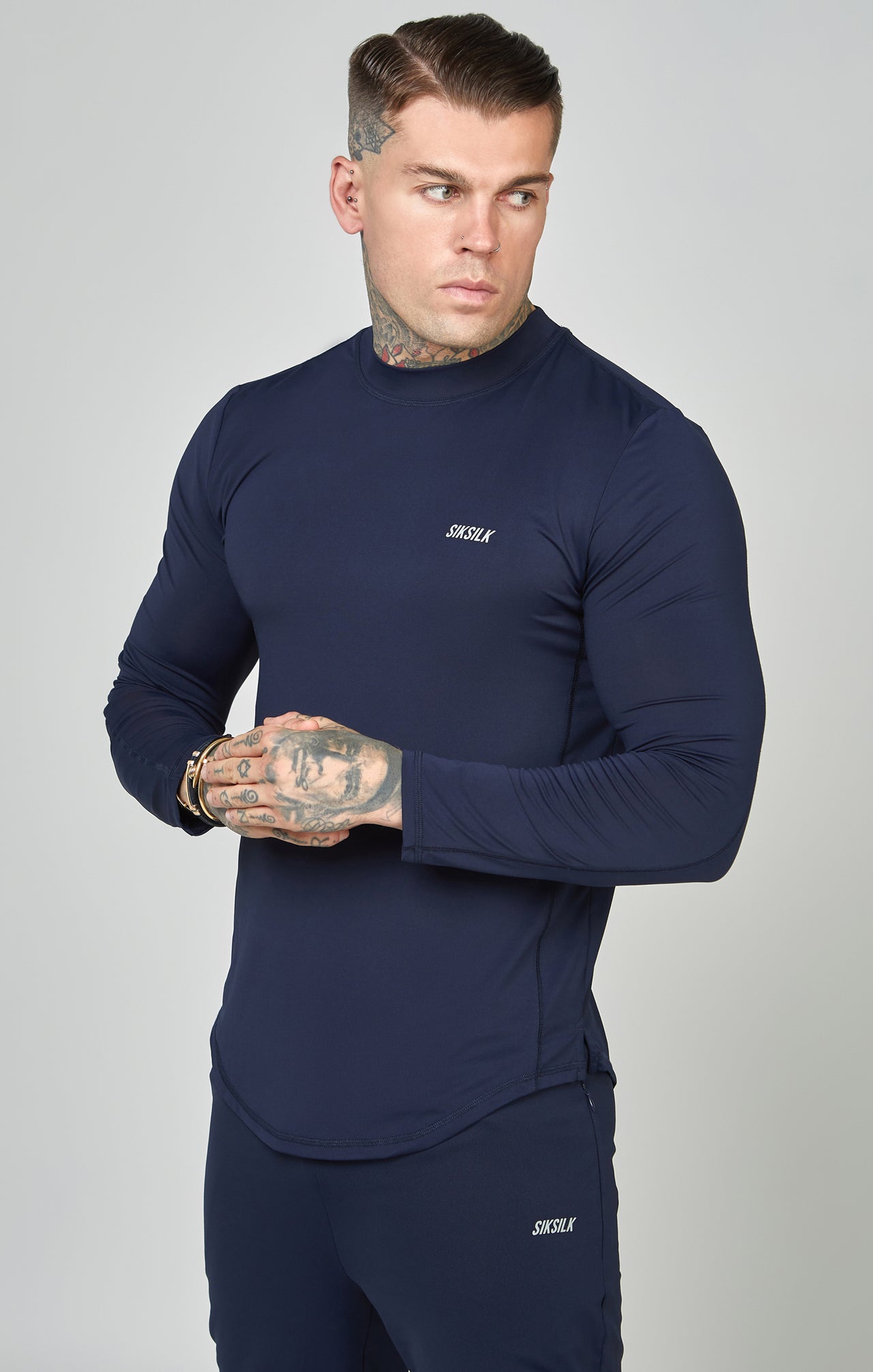 Navy Sports Muscle Fit Long Sleeve Top (3)
