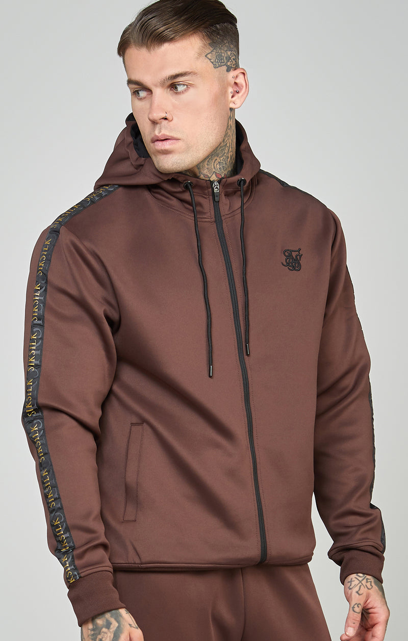 Gold Tape Zip Through Hoodie