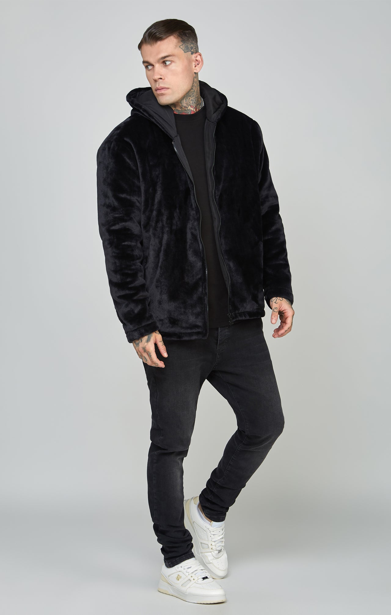 Branded Faux Fur Jacket (2)