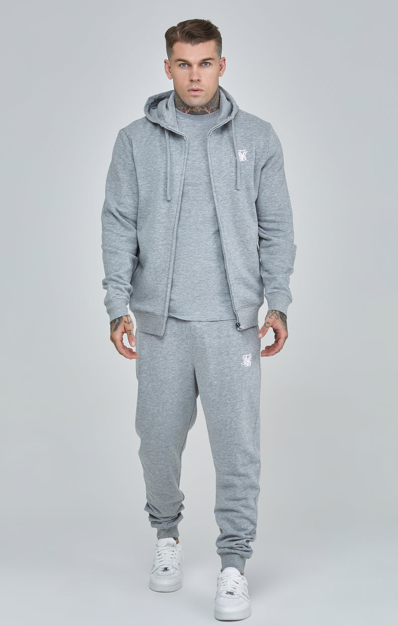 Grey Marl Essential Zip-Thru Funnel Hoodie (1)