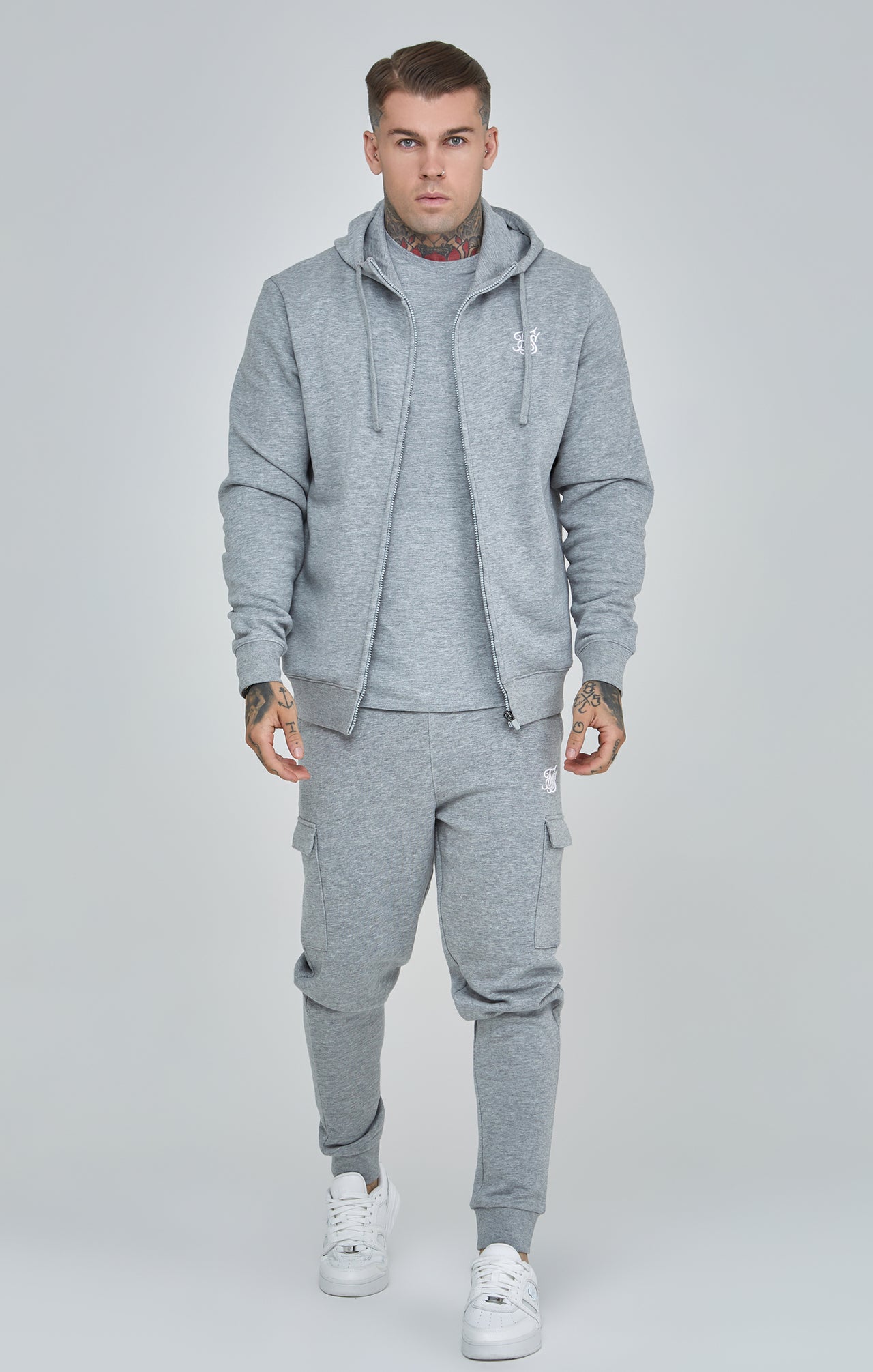 Grey Marl Essential Cargo Joggers (1)