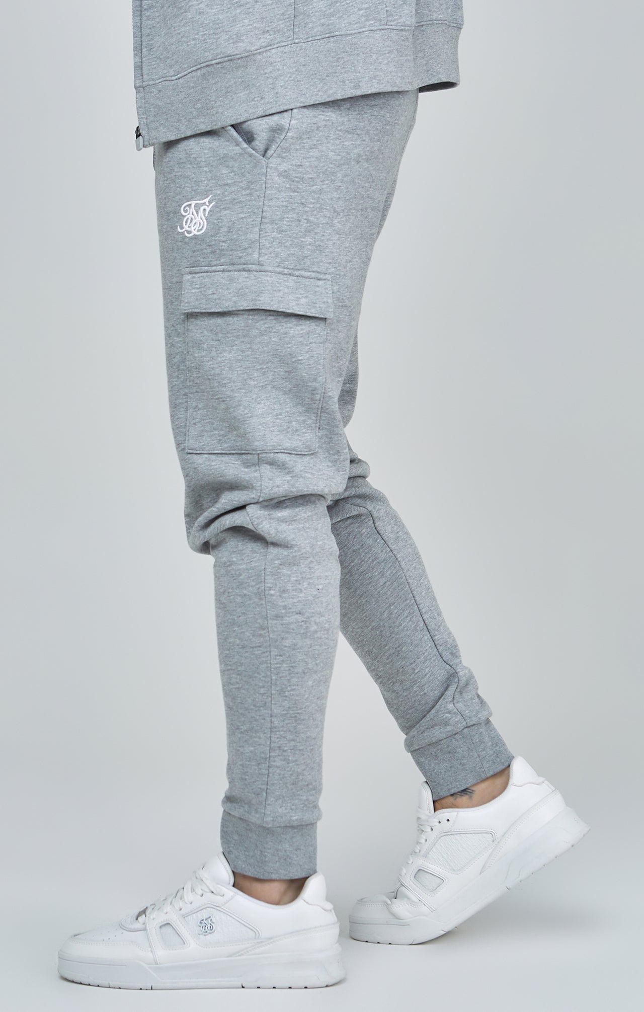 Grey Marl Essential Cargo Joggers (2)