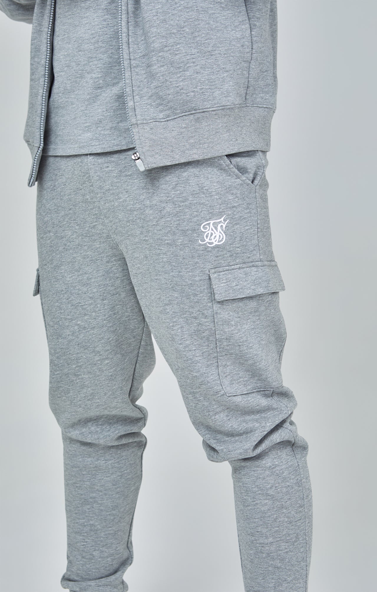 Grey Marl Essential Cargo Joggers (5)