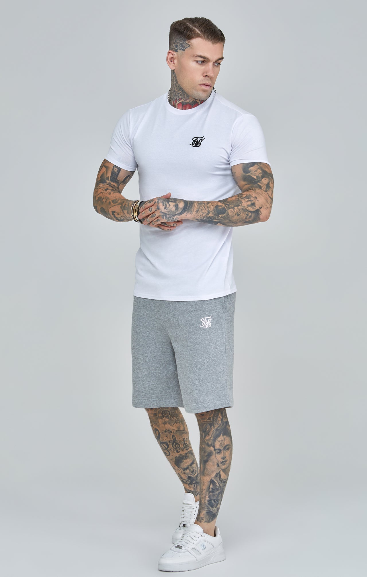 Grey Marl Essential Fleece Shorts (1)