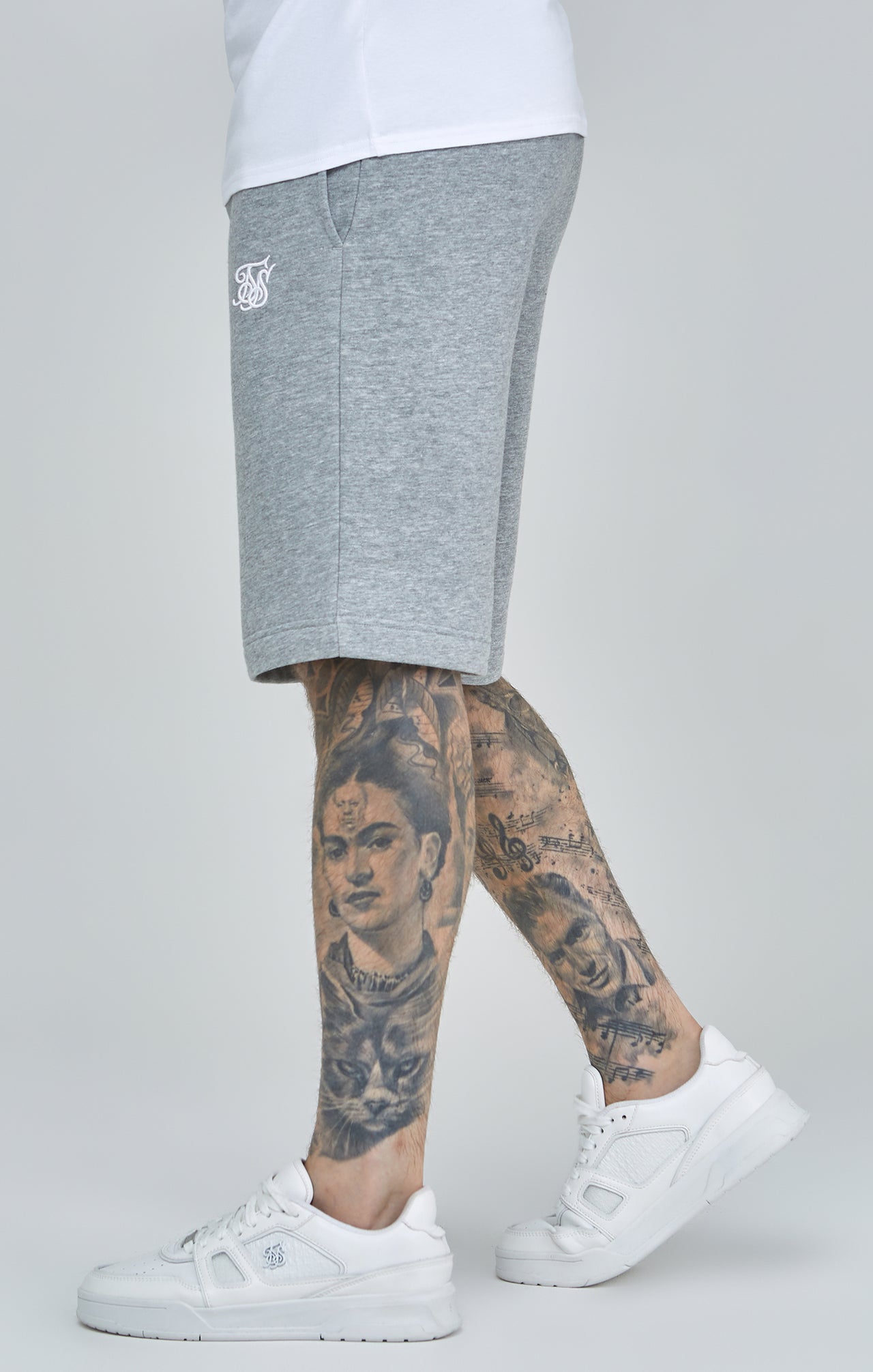 Grey Marl Essential Fleece Shorts (2)