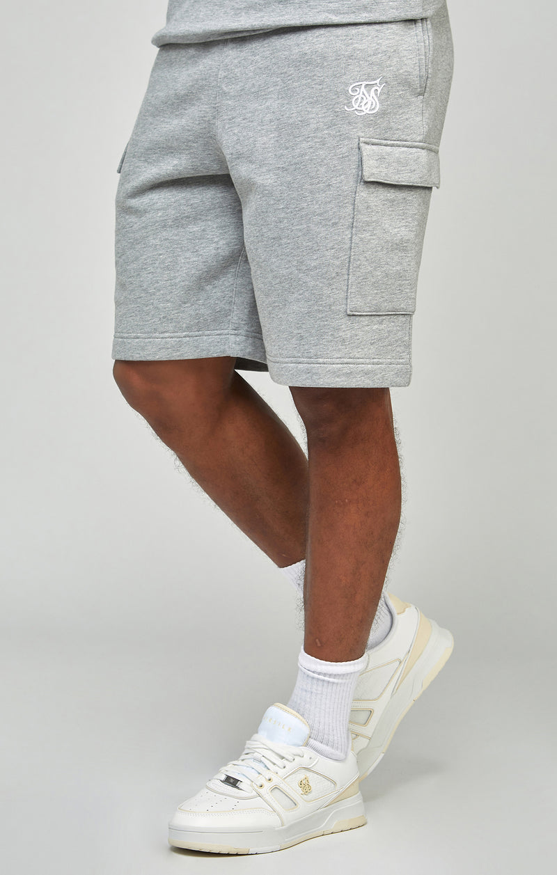 Grey Marl Essential Cargo Fleece Shorts