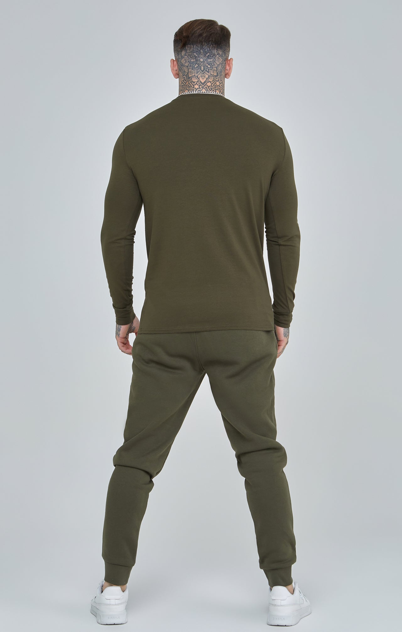 Khaki Essential Long Sleeve Muscle Fit T-Shirt (4)