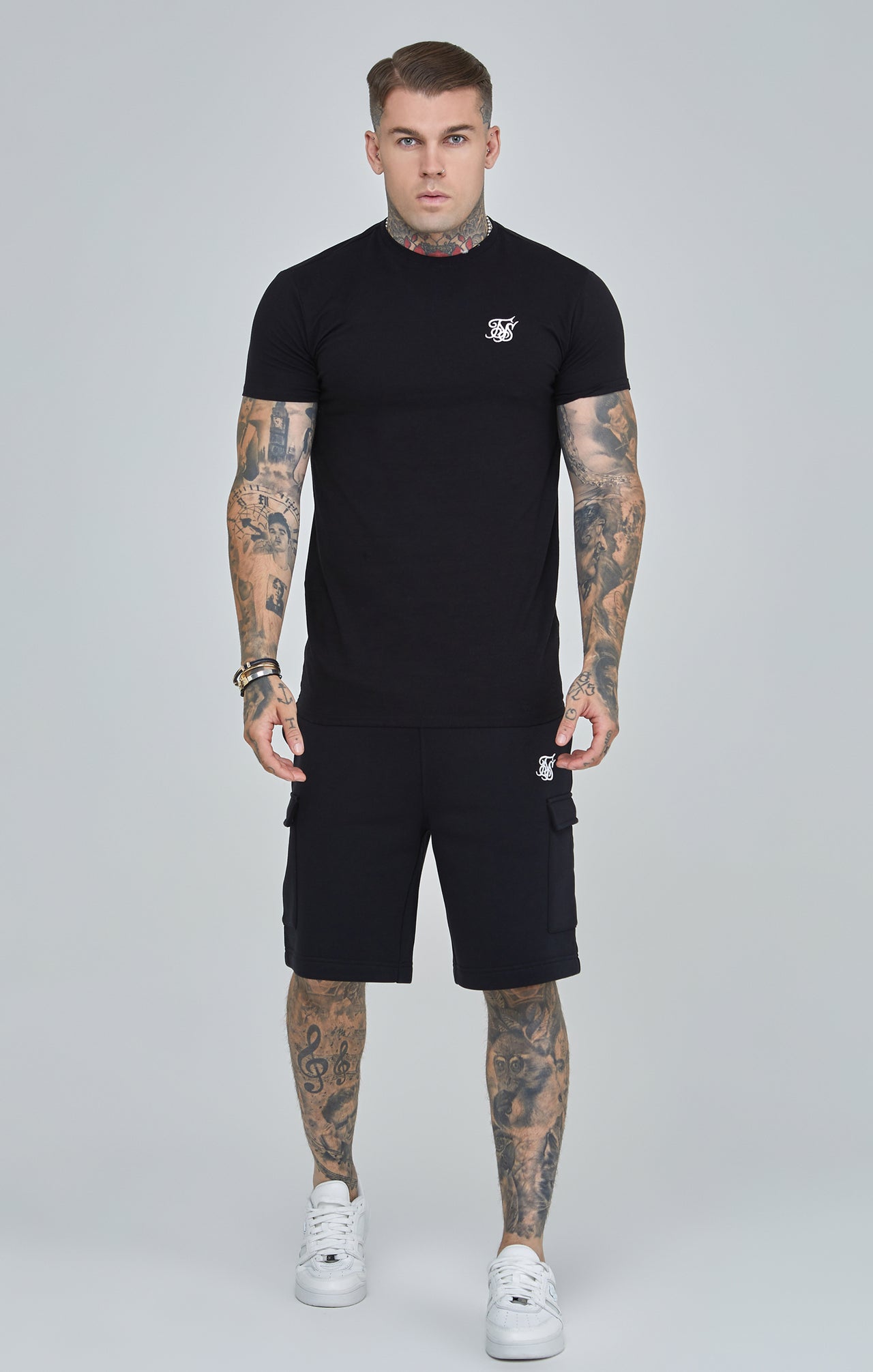 Black Essential Short Sleeve Muscle Fit T-Shirt (3)