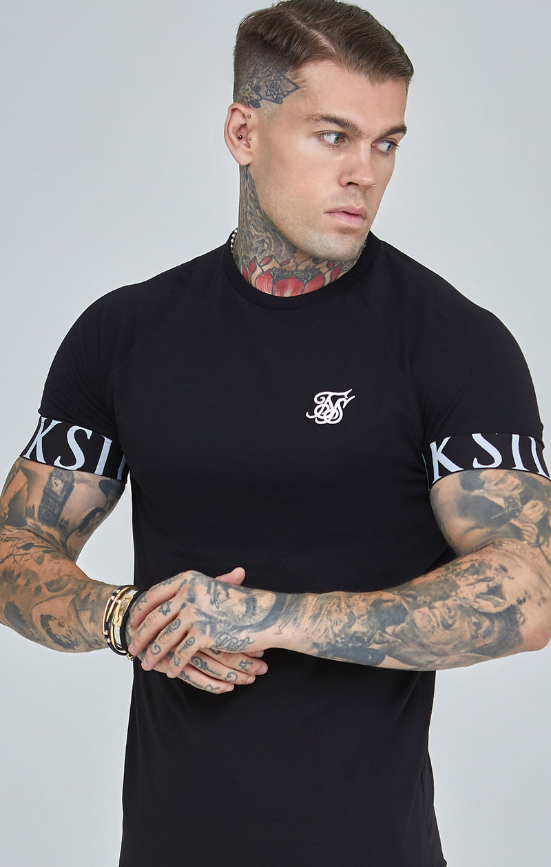 Black Essential Elastic Cuff Muscle Fit T-Shirt
