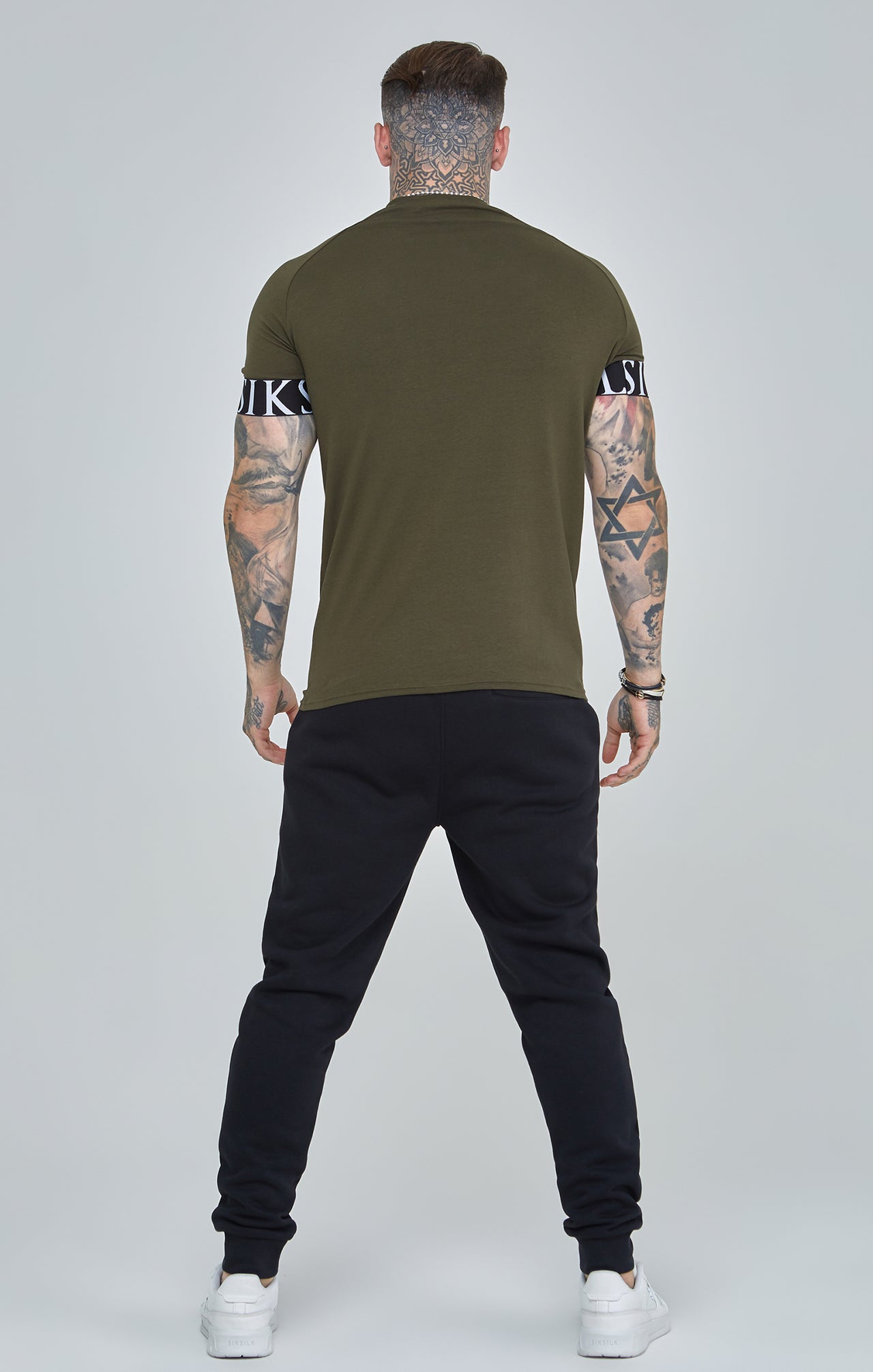 Khaki Essential Elastic Cuff Muscle Fit T-Shirt (4)