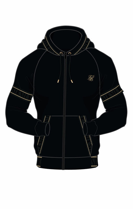 Black & Gold Muscle Fit Taped Hoodie