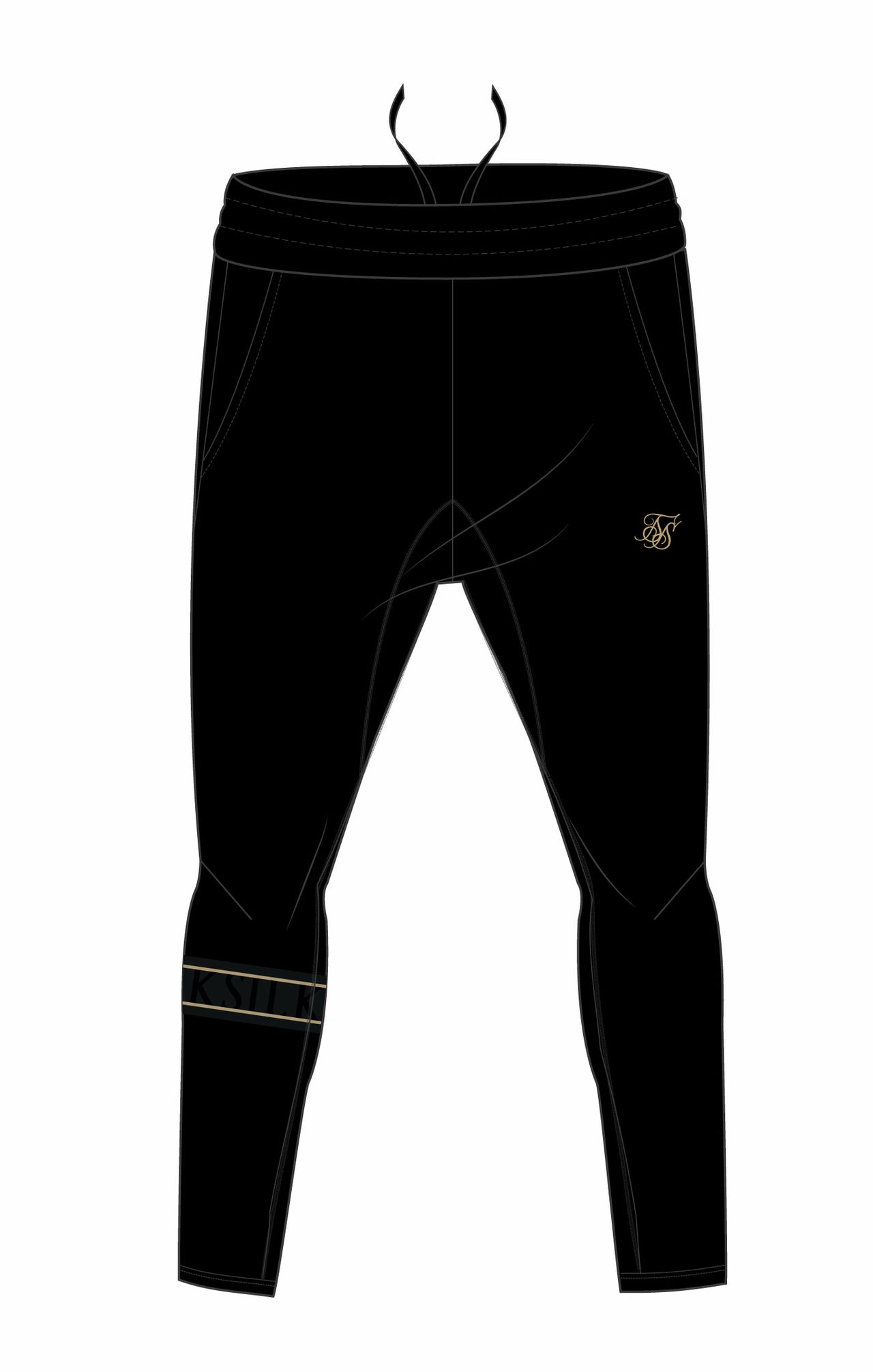 Black & Gold Skin Fit Taped Jogger