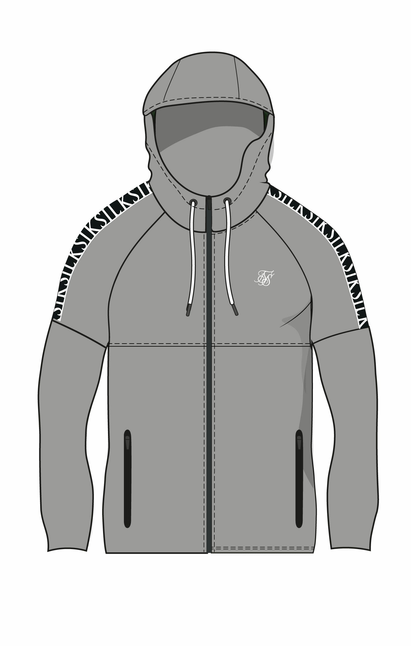 Load image into Gallery viewer, Grey &amp; Black Muscle Fit Taped Hoodie