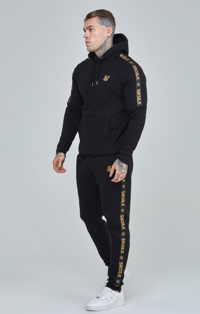 Black Hoodie & Jogger Taped Fleece Set (1)
