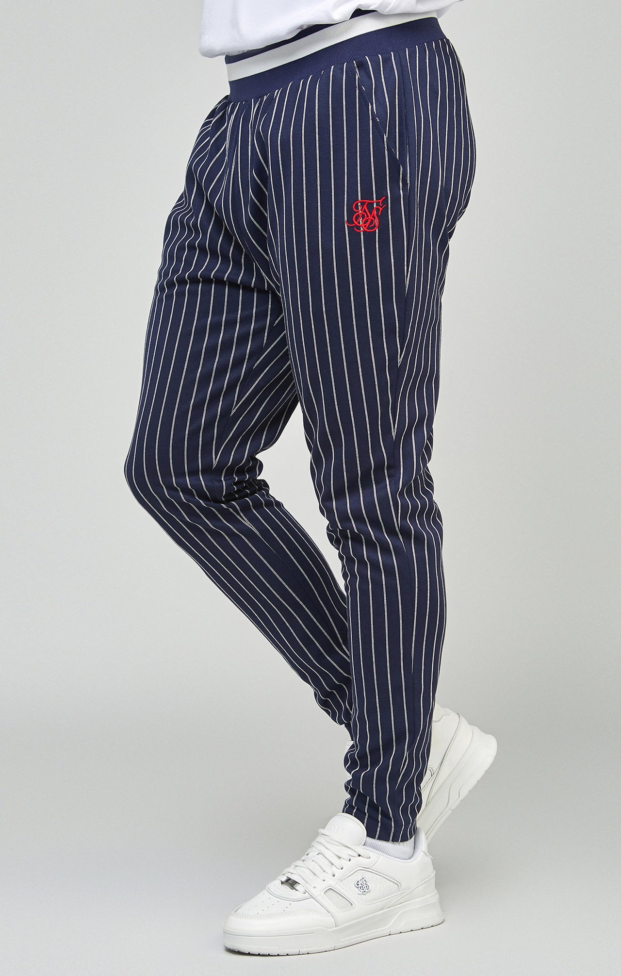 Navy Pinstipe Elasticated Waist Pant