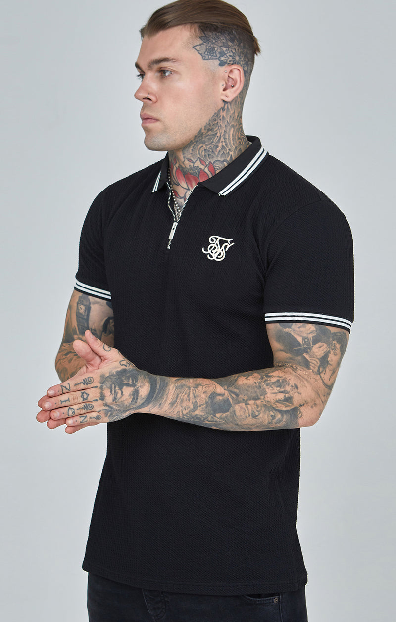 Black Textured Polo Shirt