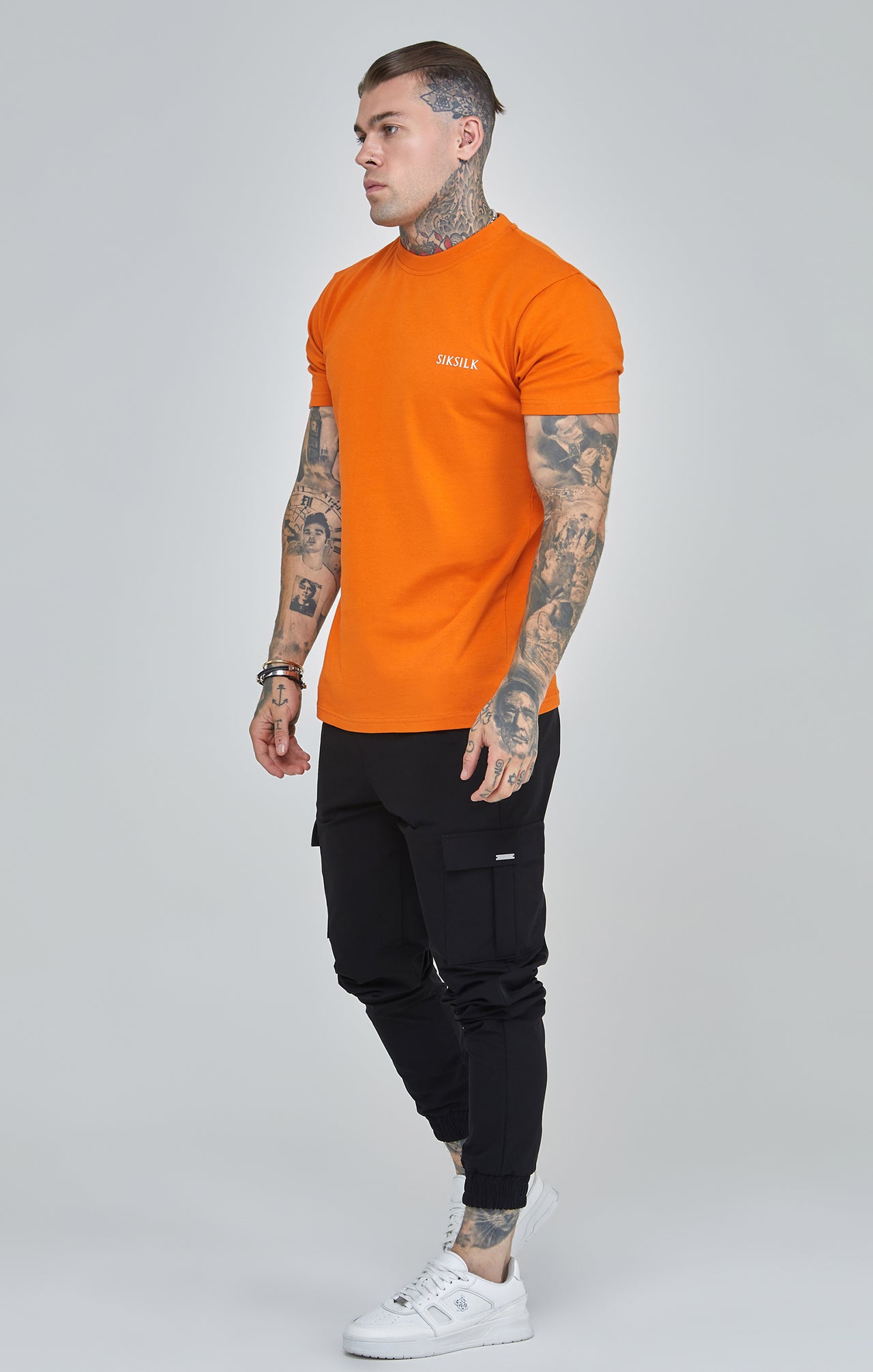 Orange Printed Logo Relaxed Fit T-Shirt (3)