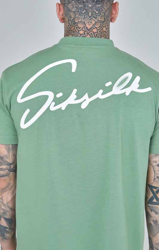 Green Script Print Oversized T-Shirt