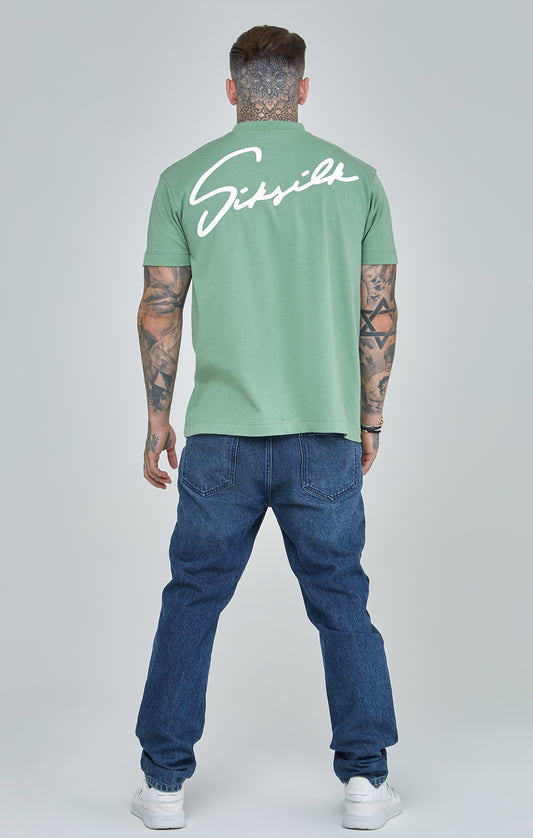 Green Script Print Oversized T-Shirt
