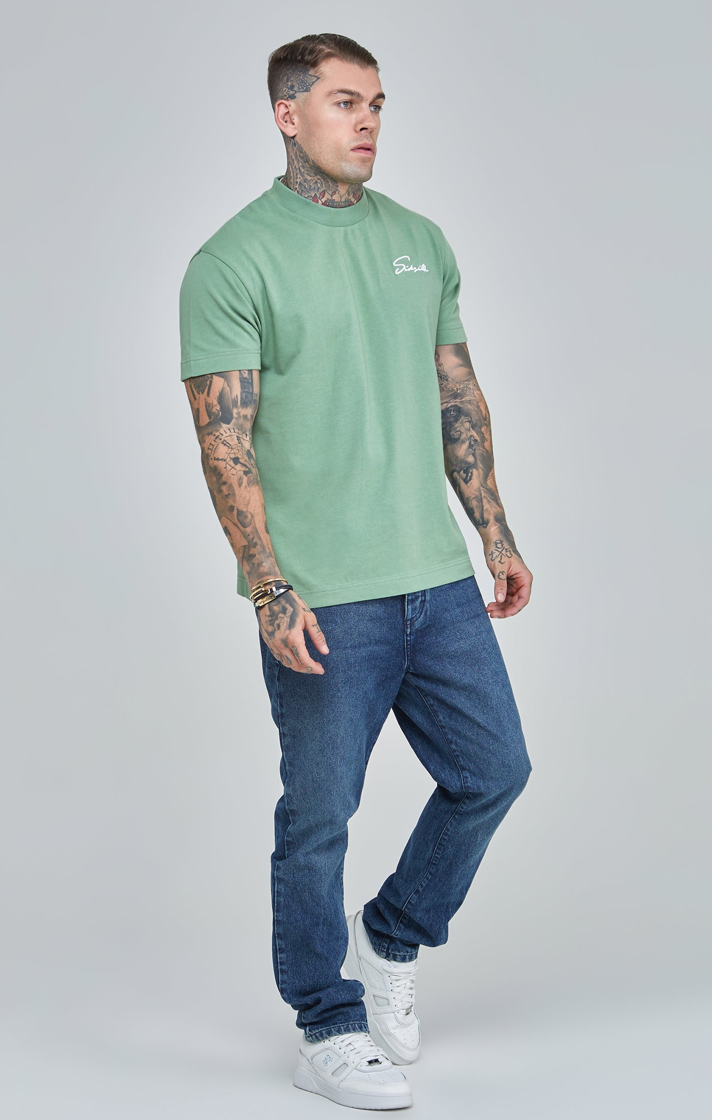 Green Script Print Oversized T-Shirt