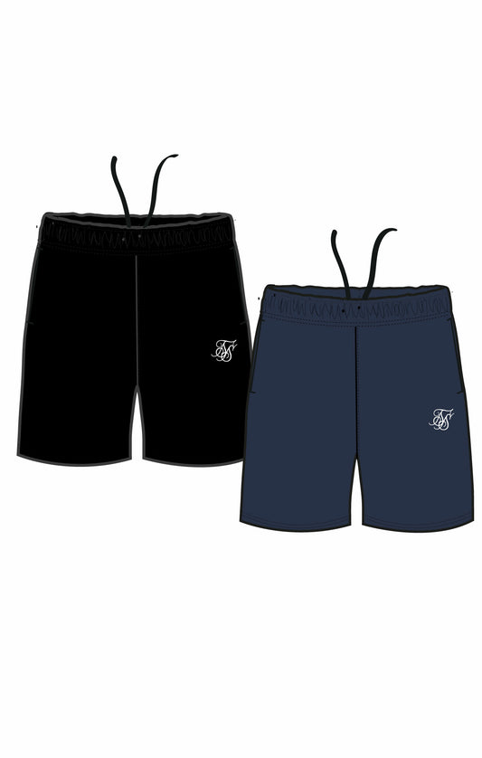 Black & Navy Essential Jersey Short Twin Pack